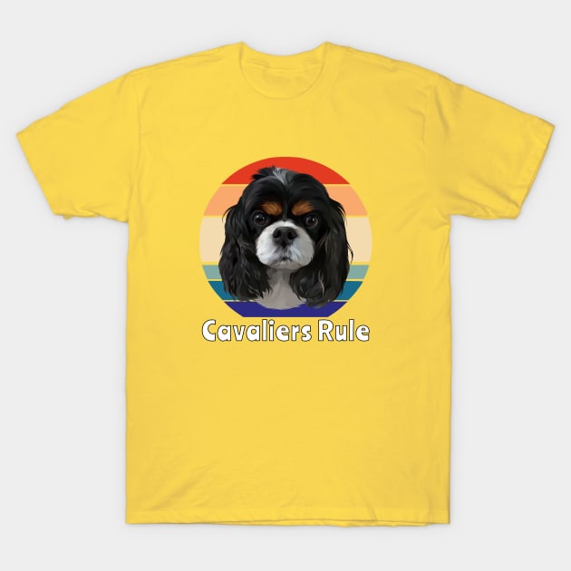 Retro Tri-Colored Cavalier King Charles Spaniel Gifts T-Shirt by Cavalier Gifts